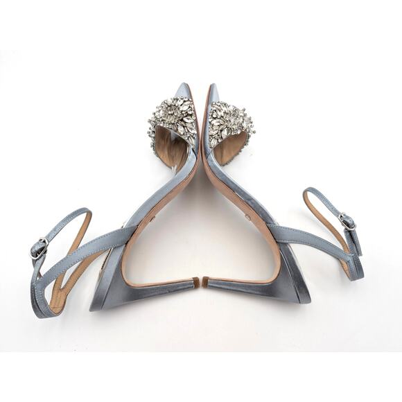 Badgley Mischka Rider Embellished Ankle Strap Sandal Whisper Blue Sz US7.5 EU38 - Picture 9 of 12